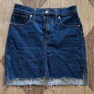 Madewell Dark Blue Denim Mini Skirt - Classic Raw Hem